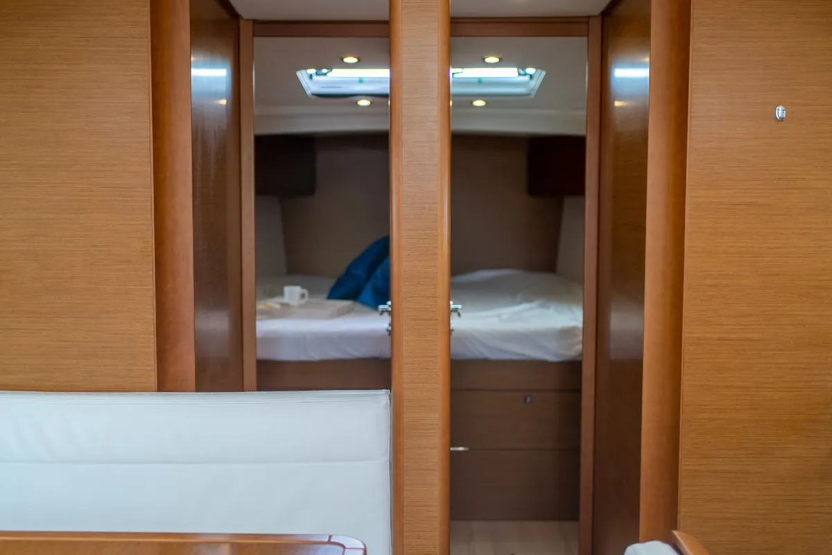 Cabin on Ciao Bao, a Jeanneau Sun Odyssey 519 sailboat at Seget Donji, Croatia