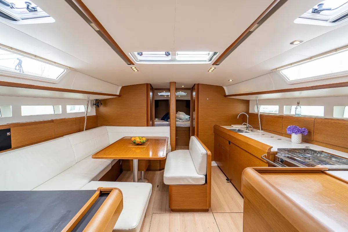 Salon of Ciao Bao, a Jeanneau Sun Odyssey 519 sailboat at Seget Donji, Croatia
