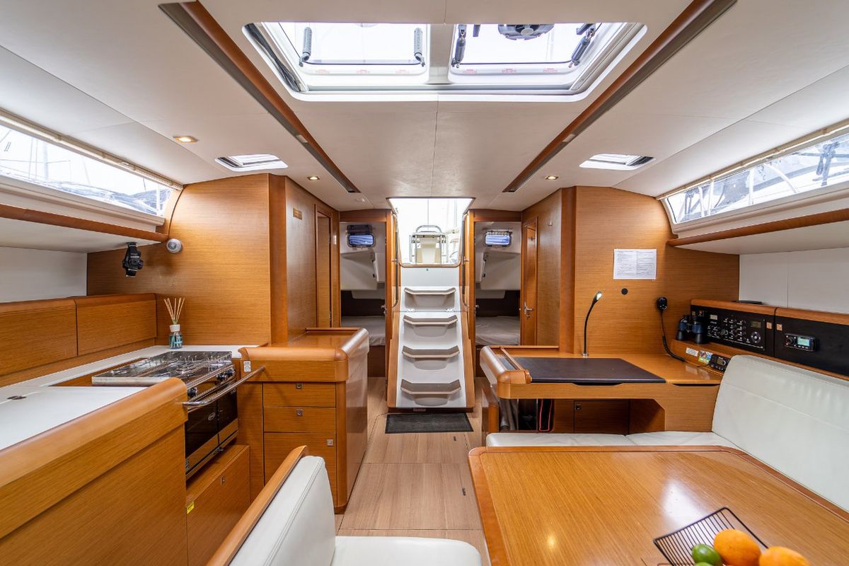 Salon of Ciao Bao, a Jeanneau Sun Odyssey 519 sailboat at Seget Donji, Croatia