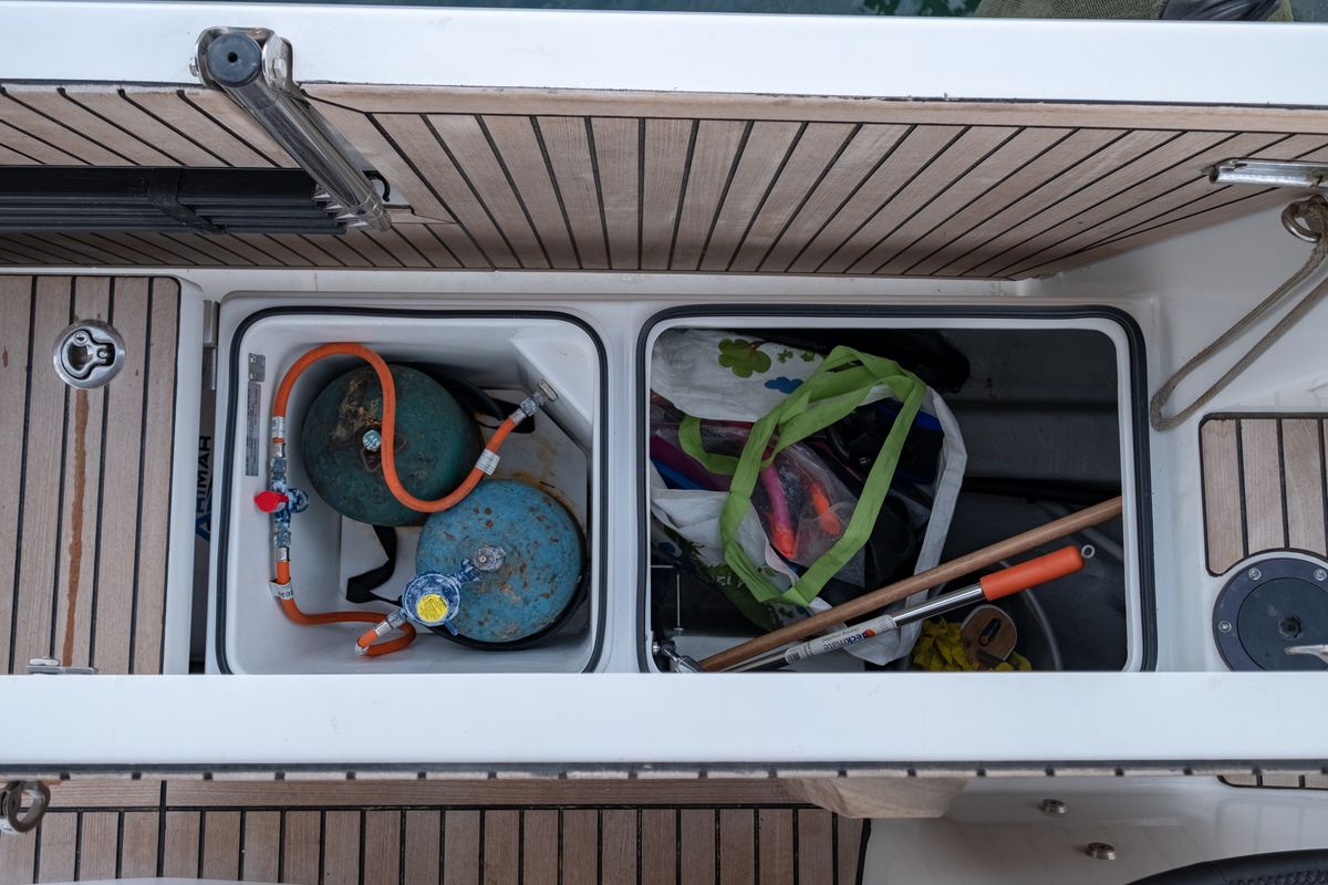 Head on Sammy, a Jeanneau Sun Odyssey 410 sailboat at Municipal Unit of Lefkada, Greece