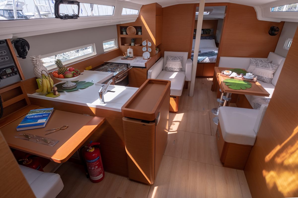 Sammy, a Jeanneau Sun Odyssey 410 sailboat at Municipal Unit of Lefkada, Greece