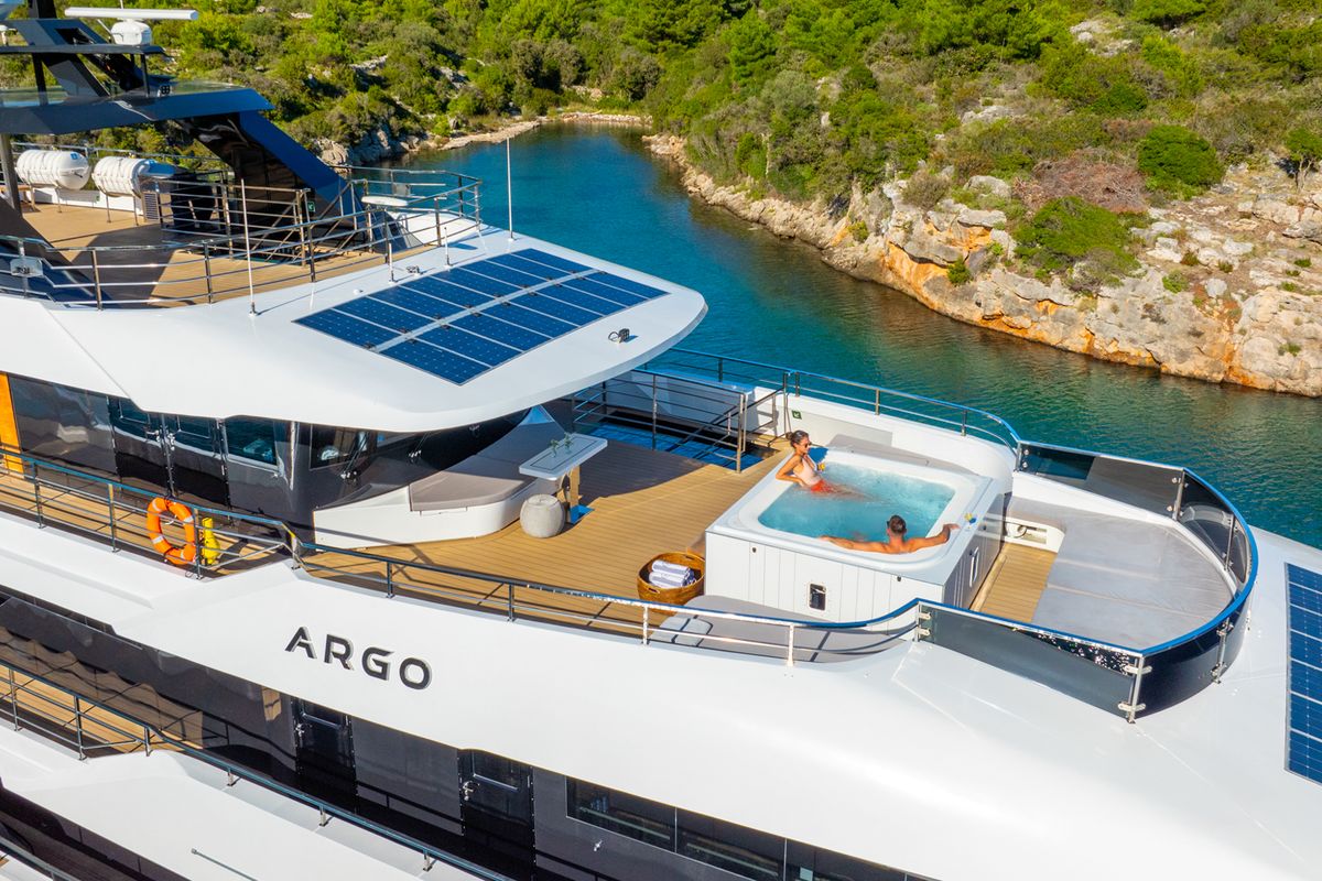 Deck of ARGO, a Gulet Luxury Motor Yacht yacht at Split, Croatia