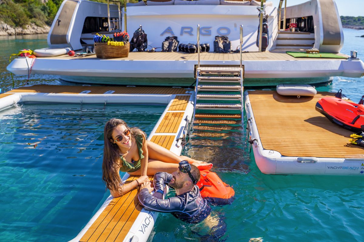Deck of ARGO, a Gulet Luxury Motor Yacht yacht at Split, Croatia