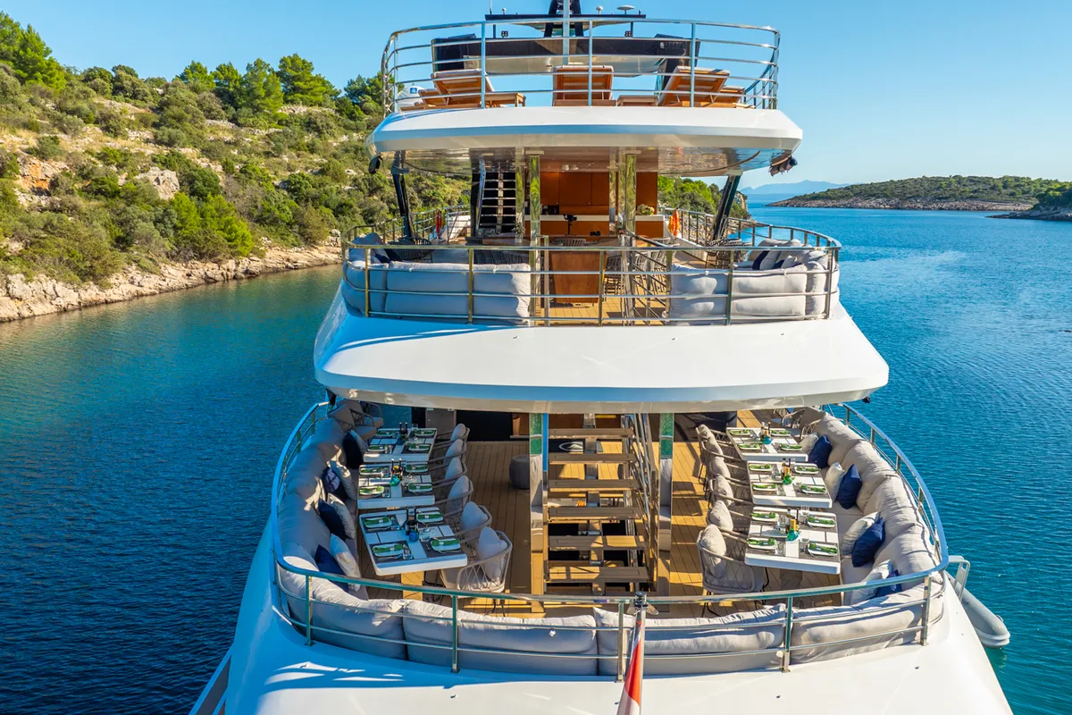 Deck of ARGO, a Gulet Luxury Motor Yacht yacht at Split, Croatia
