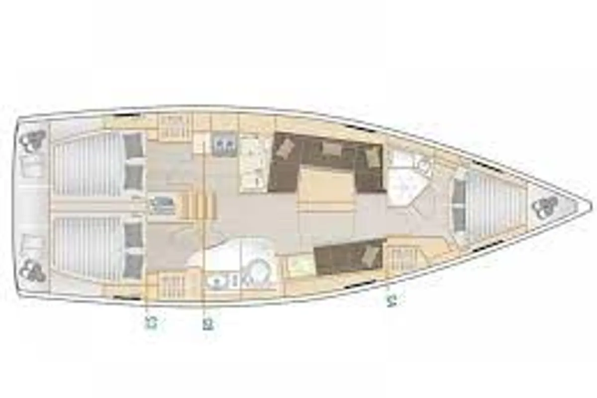 Floor plan of Eight, a Hanse Yachts Hanse 418 sailboat at Fisksätra, Sweden