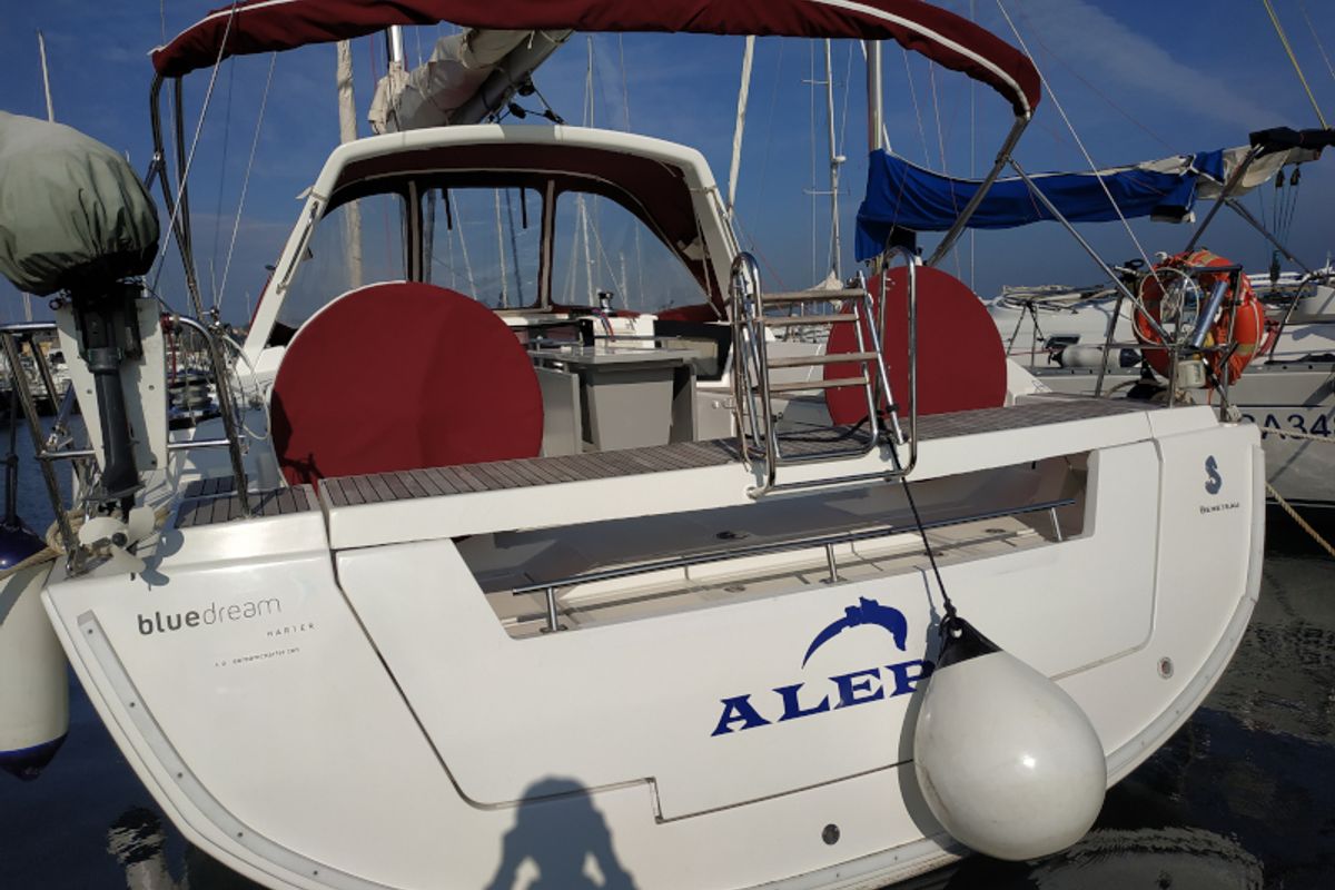 Exterior view of Aleph, a Beneteau Oceanis 45 sailboat at Procida, Italy