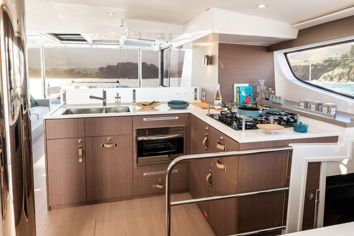 Galley of Azuréa, a Bali 4.6 catamaran at Grad Kaštela, Croatia