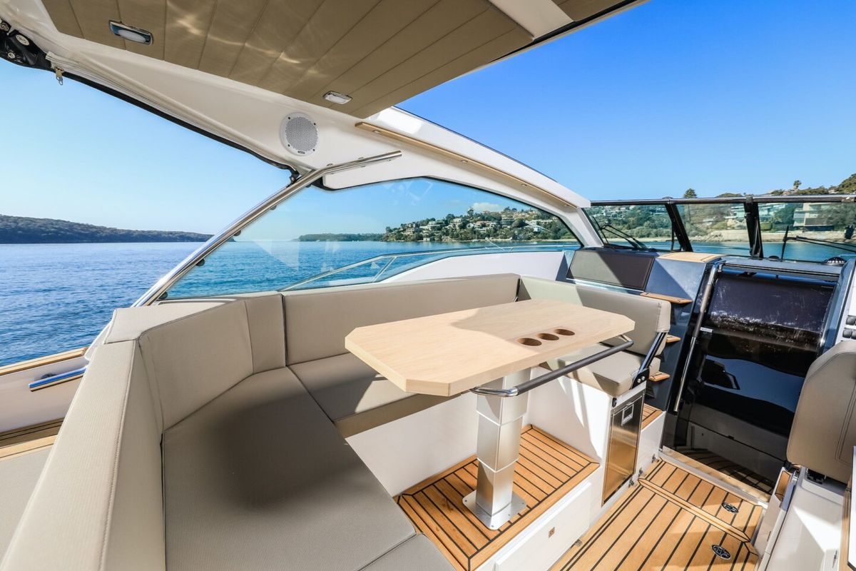 Deck of Mačka Monika, a Flipper 900 ST motorboat at Pirovac, Croatia