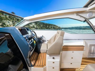 Cockpit of Mačka Monika, a Flipper 900 ST motorboat at Pirovac, Croatia