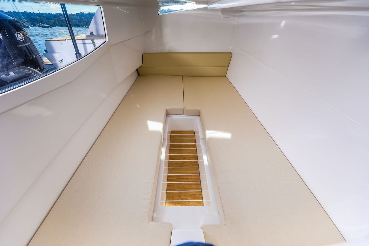 Cabin on Mačka Monika, a Flipper 900 ST motorboat at Pirovac, Croatia