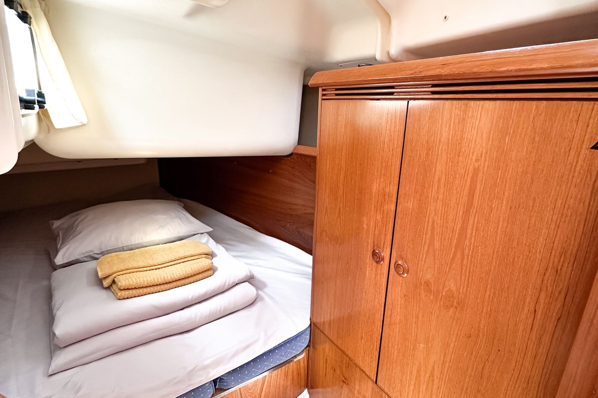Cabin on Azure, a Jeanneau Sun Odyssey 40.3 sailboat at Tivat, Montenegro