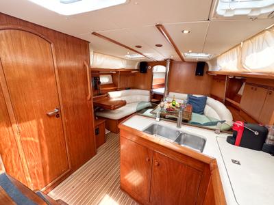 Salon of Azure, a Jeanneau Sun Odyssey 40.3 sailboat at Tivat, Montenegro