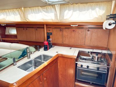 Galley of Azure, a Jeanneau Sun Odyssey 40.3 sailboat at Tivat, Montenegro