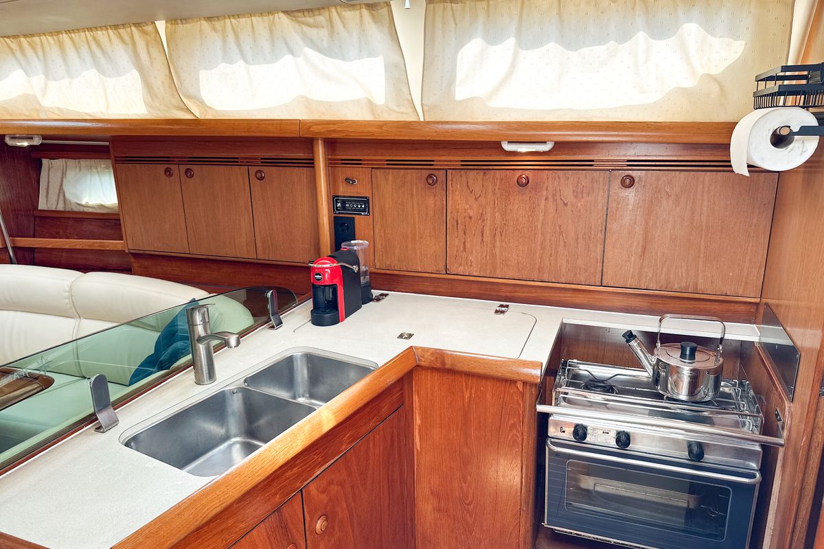 Galley of Azure, a Jeanneau Sun Odyssey 40.3 sailboat at Tivat, Montenegro