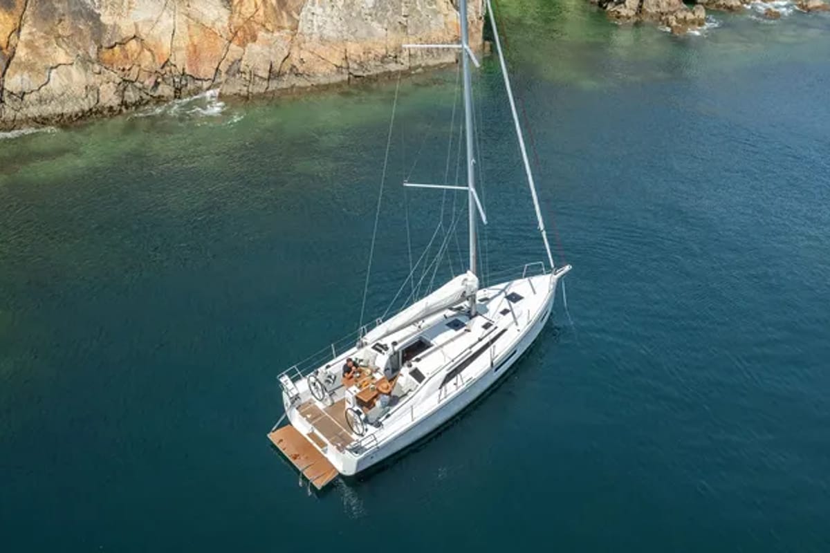 Exterior view of Mercator, a Beneteau Oceanis 37.1 sailboat at Municipal Unit of Lefkada, Greece