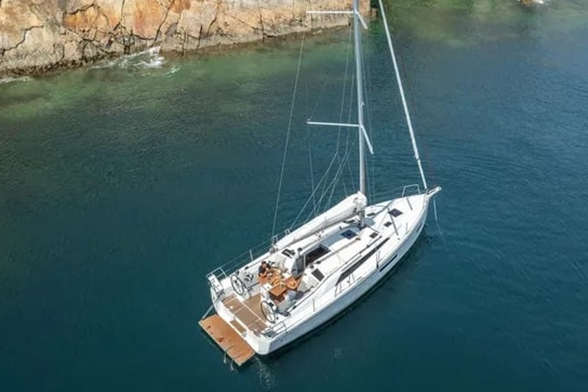 Exterior view of Mercator, a Beneteau Oceanis 37.1 sailboat at Municipal Unit of Lefkada, Greece