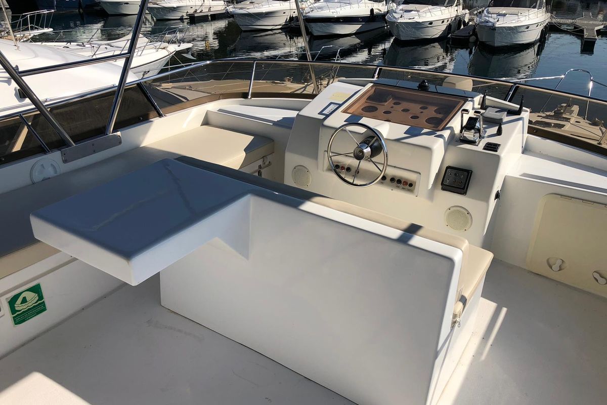 Cockpit of Royal, a Yaretti 1910 yacht at Primošten, Croatia