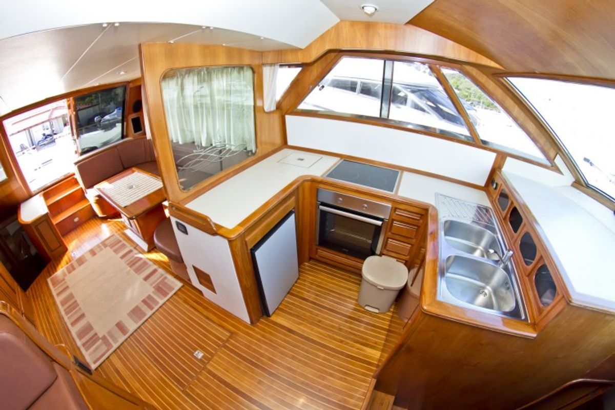 Galley of Royal, a Yaretti 1910 yacht at Primošten, Croatia
