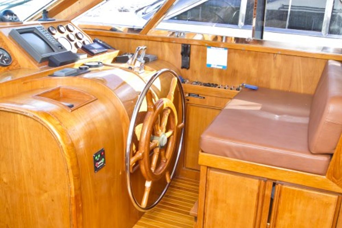 Cockpit of Royal, a Yaretti 1910 yacht at Primošten, Croatia