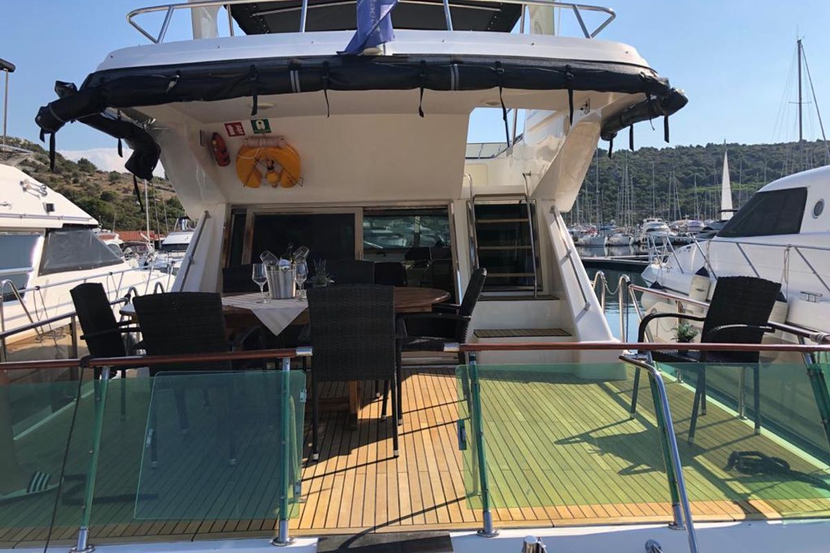 Deck of Royal, a Yaretti 1910 yacht at Primošten, Croatia