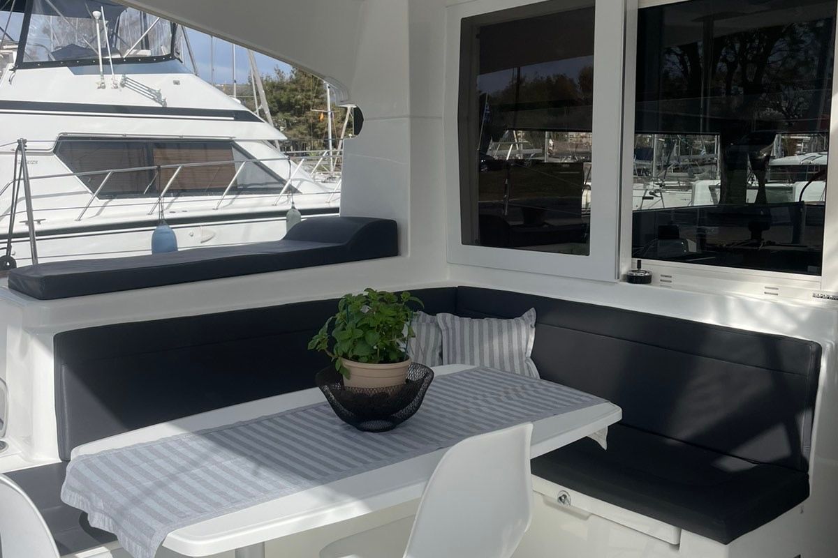 Deck of CATALINA, a Lagoon 40 catamaran at Athens, Greece