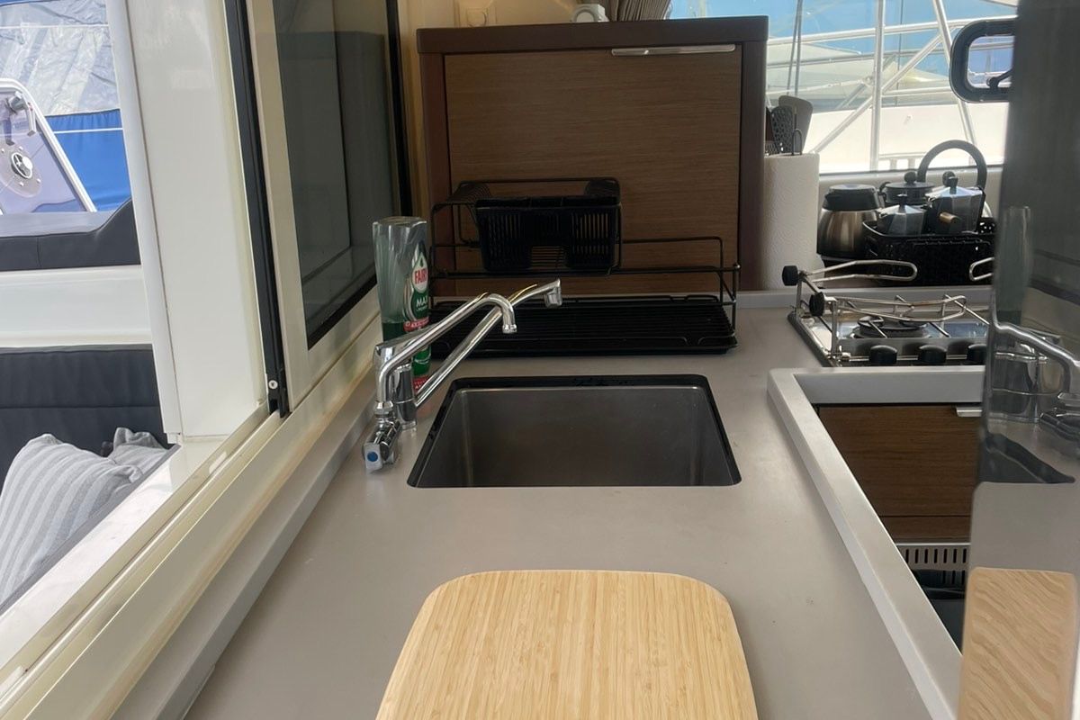 Galley of CATALINA, a Lagoon 40 catamaran at Athens, Greece
