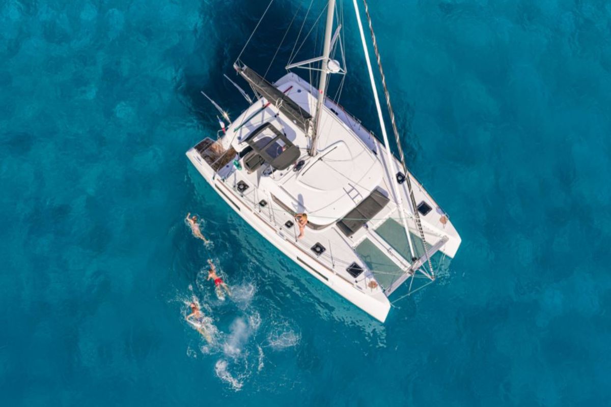 Exterior view of Solentia, a Lagoon 40 catamaran at Rogač, Croatia
