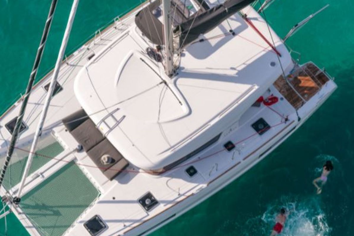 Exterior view of Solentia, a Lagoon 40 catamaran at Rogač, Croatia