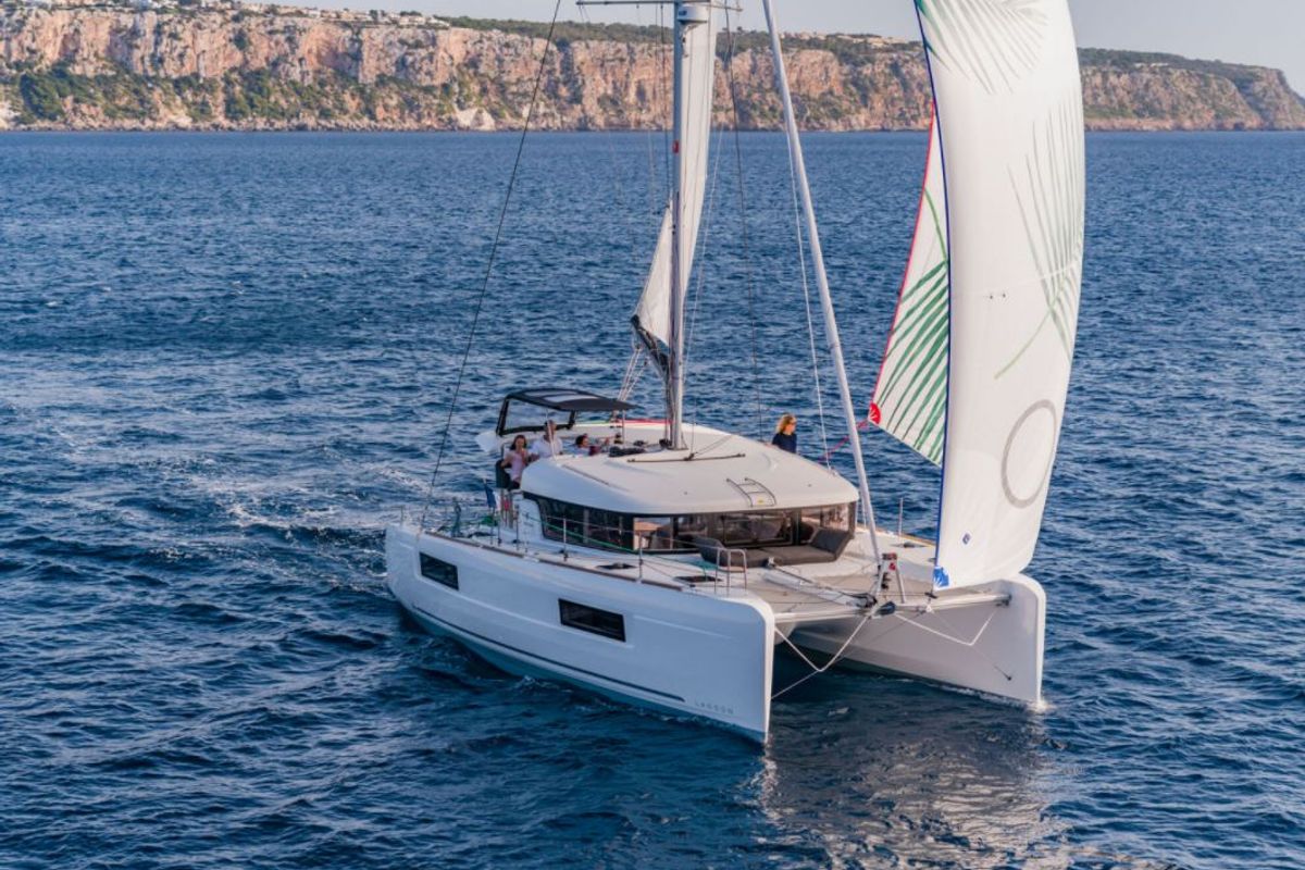 Exterior view of Solentia, a Lagoon 40 catamaran at Rogač, Croatia