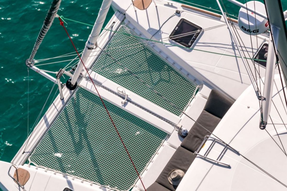 Deck of Solentia, a Lagoon 40 catamaran at Rogač, Croatia