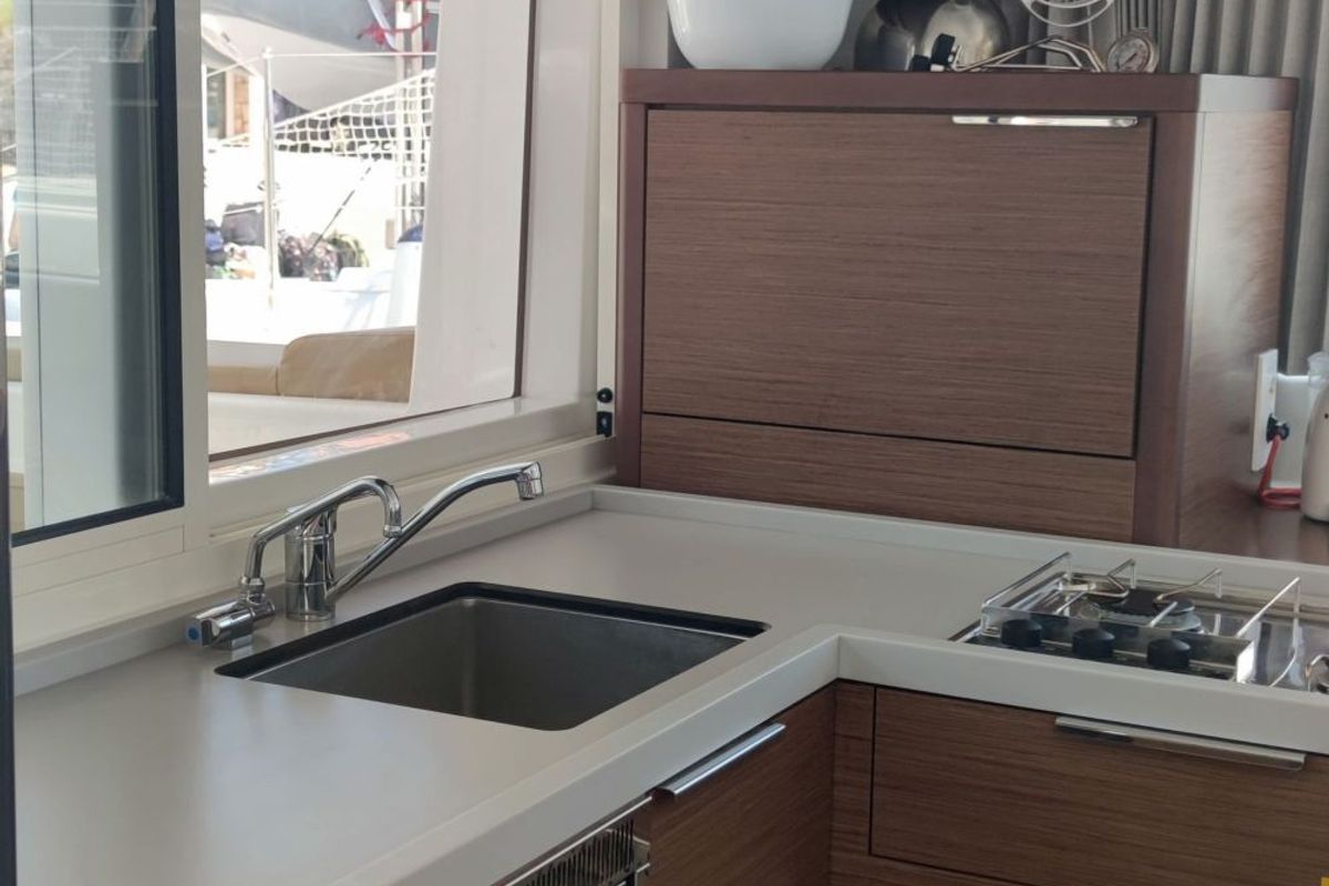 Galley of Solentia, a Lagoon 40 catamaran at Rogač, Croatia