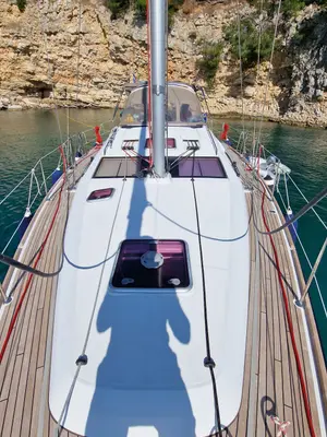 Deck of Aurora, a Jeanneau Sun Odyssey 45DS sailboat at Volos Municipality, Greece