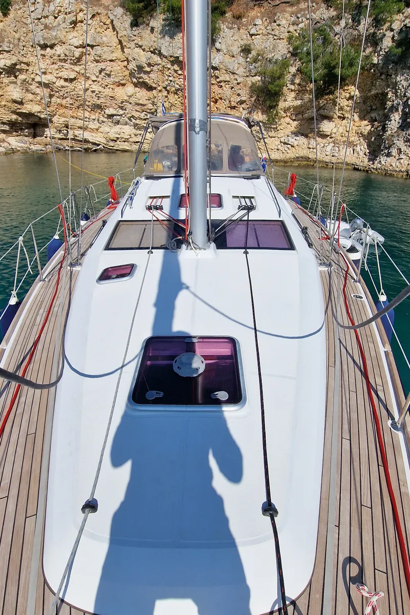 Deck of Aurora, a Jeanneau Sun Odyssey 45DS sailboat at Volos Municipality, Greece