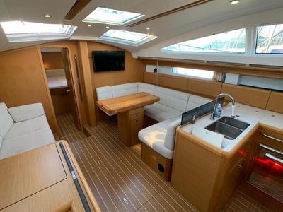 Salon of Aurora, a Jeanneau Sun Odyssey 45DS sailboat at Volos Municipality, Greece