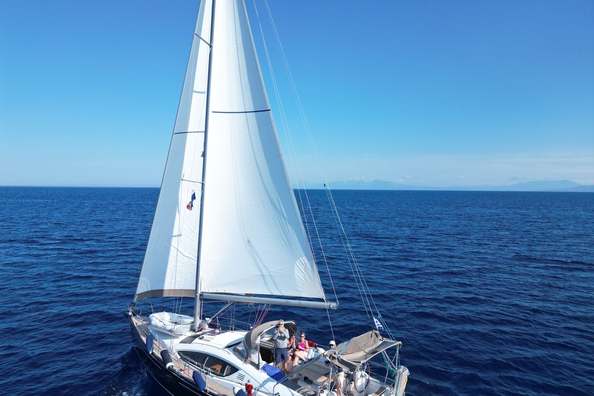 Exterior view of Aurora, a Jeanneau Sun Odyssey 45DS sailboat at Volos Municipality, Greece