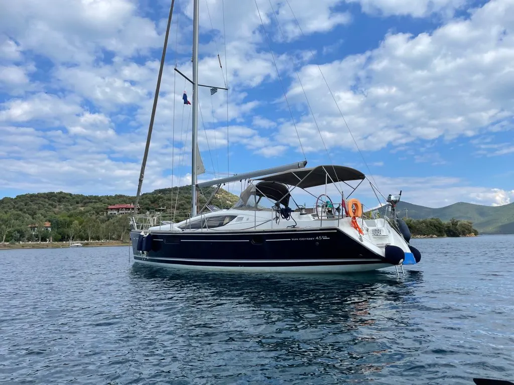 Exterior view of Aurora, a Jeanneau Sun Odyssey 45DS sailboat at Volos Municipality, Greece