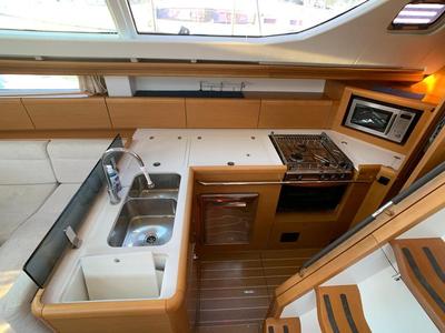 Galley of Aurora, a Jeanneau Sun Odyssey 45DS sailboat at Volos Municipality, Greece