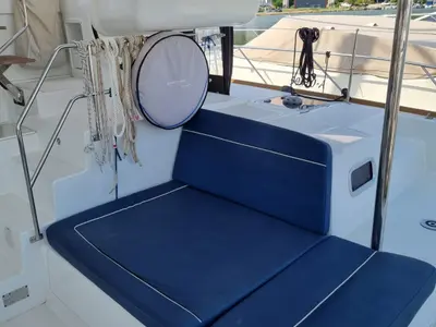 Deck of Felix Finis, a Lagoon 450 Sport catamaran at Azam Marina, Tanzania