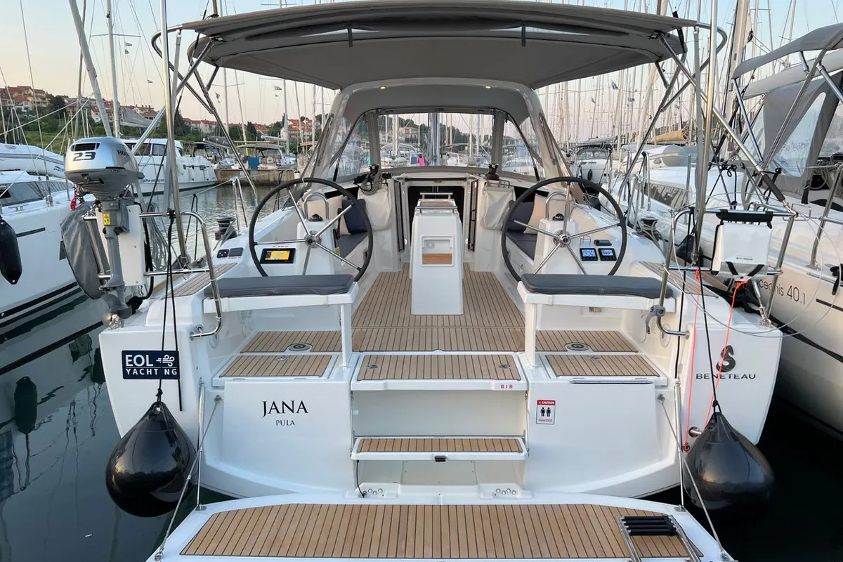 Deck of Jana, a Beneteau Oceanis 38.1 sailboat at Grad Pula, Croatia