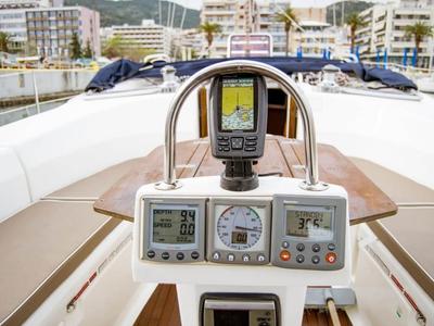 Cockpit of Okyrroy, a Bavaria 40 sailboat at Kavala, Greece