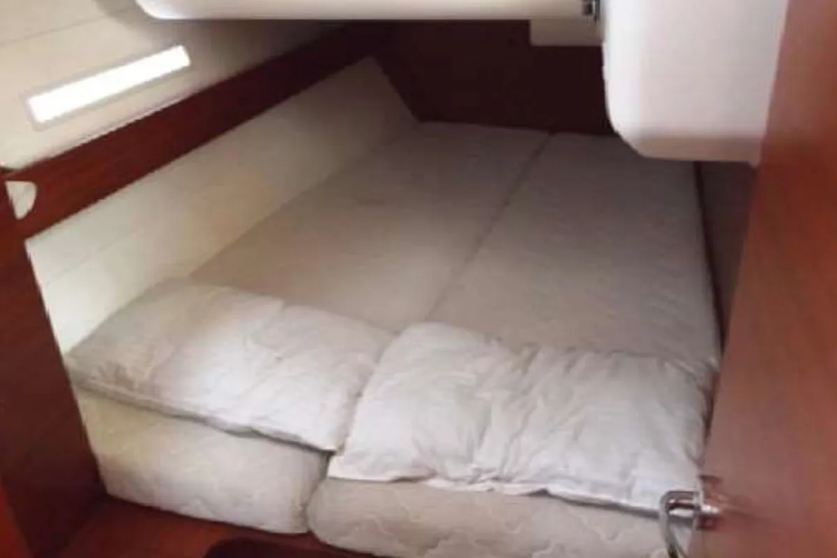 Cabin on Oscar Time, a Dufour 450 Grand Large sailboat at Kalkara, Malta