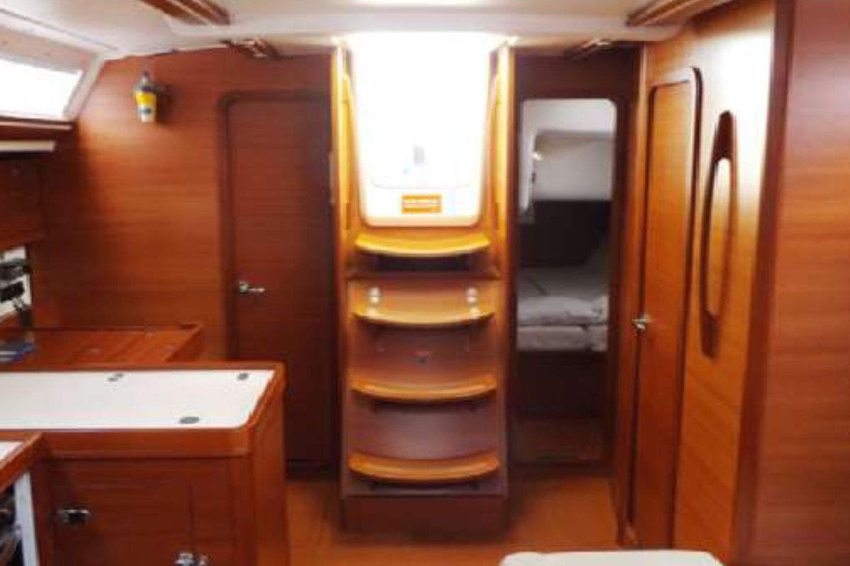 Salon of Oscar Time, a Dufour 450 Grand Large sailboat at Kalkara, Malta