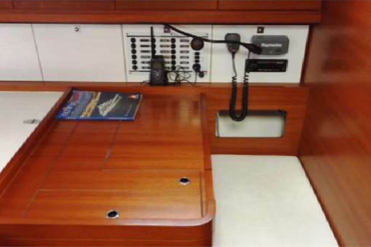 Salon of Oscar Time, a Dufour 450 Grand Large sailboat at Kalkara, Malta