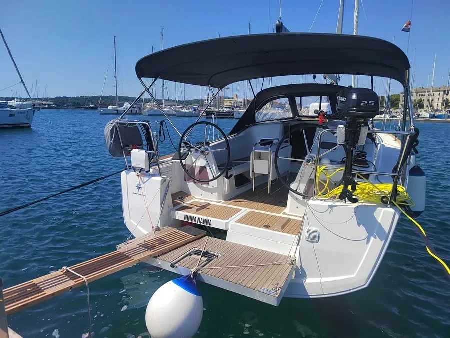 Exterior view of Ninna Nanna, a Jeanneau Sun Odyssey 349 sailboat at Grad Pula, Croatia