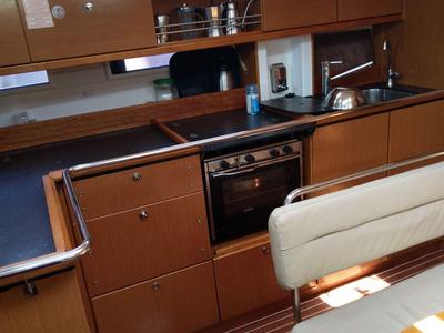 Galley of Esperos, a Bavaria 45 Cruiser sailboat at Sami Municipal Unit, Greece