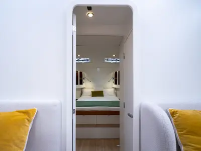 Cabin on Letibbi, a RM Yachts RM 1380 sailboat at La Rochelle, France
