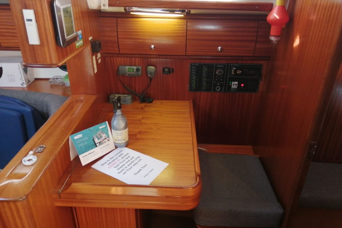 Salon of Scorpion, a Bavaria 44 sailboat at Grad Rijeka, Croatia