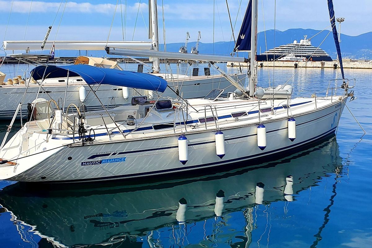 Exterior view of Scorpion, a Bavaria 44 sailboat at Grad Rijeka, Croatia