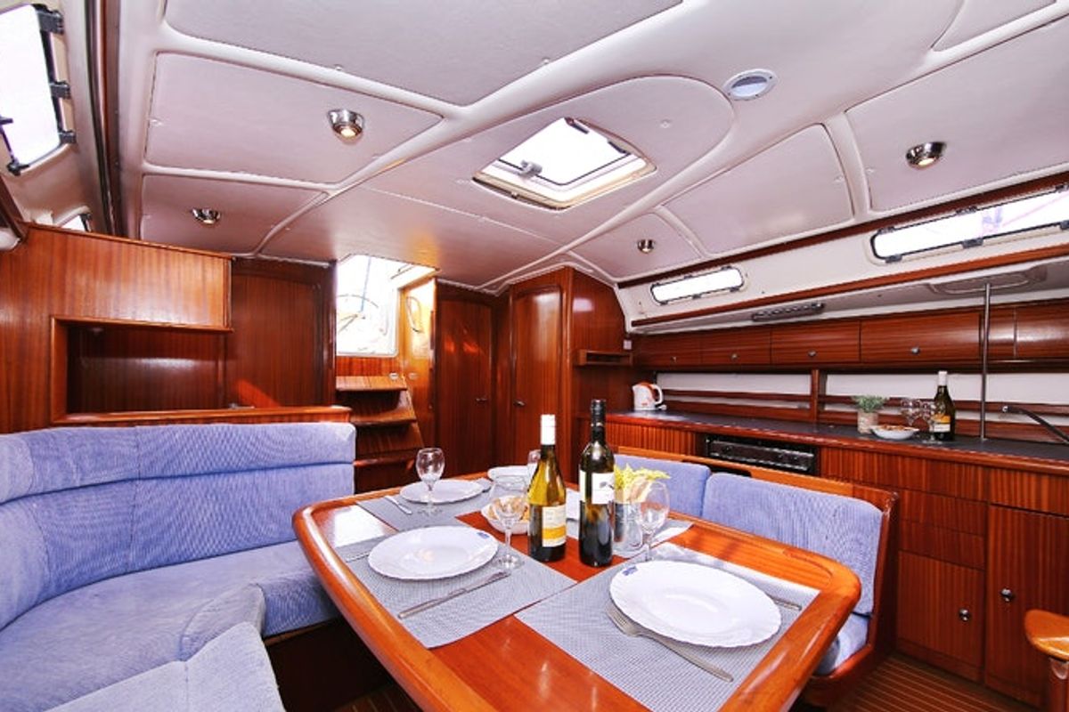 Salon of Scorpion, a Bavaria 44 sailboat at Grad Rijeka, Croatia