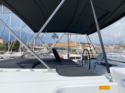 Cockpit of RURU, a Lagoon 46 catamaran at Grad Šibenik, Croatia